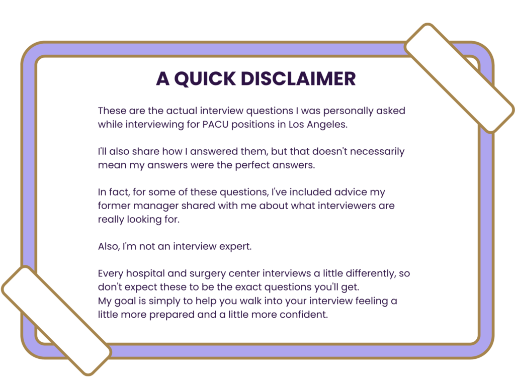 pacu nurse interview tips
